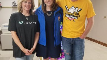 Molly McCollum from Channel 8 says goodbye with Dave and Katie