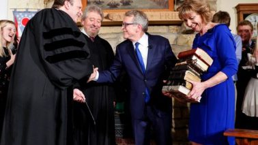 New Ohio Governor uses 9 Bibles for the swearing in